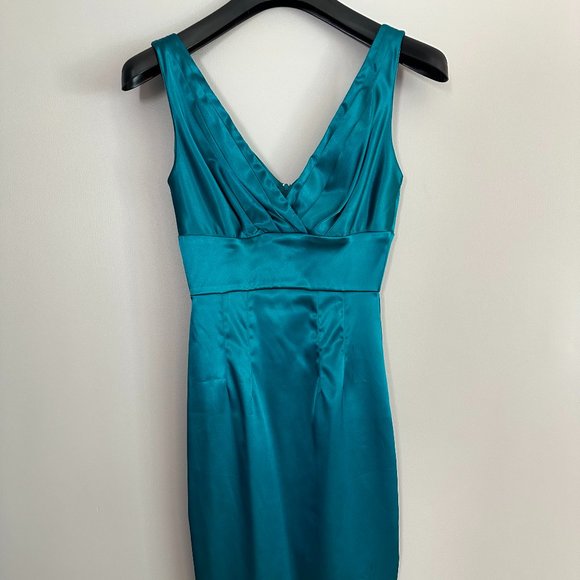 Turquiose Satin Dress - Picture 1 of 5